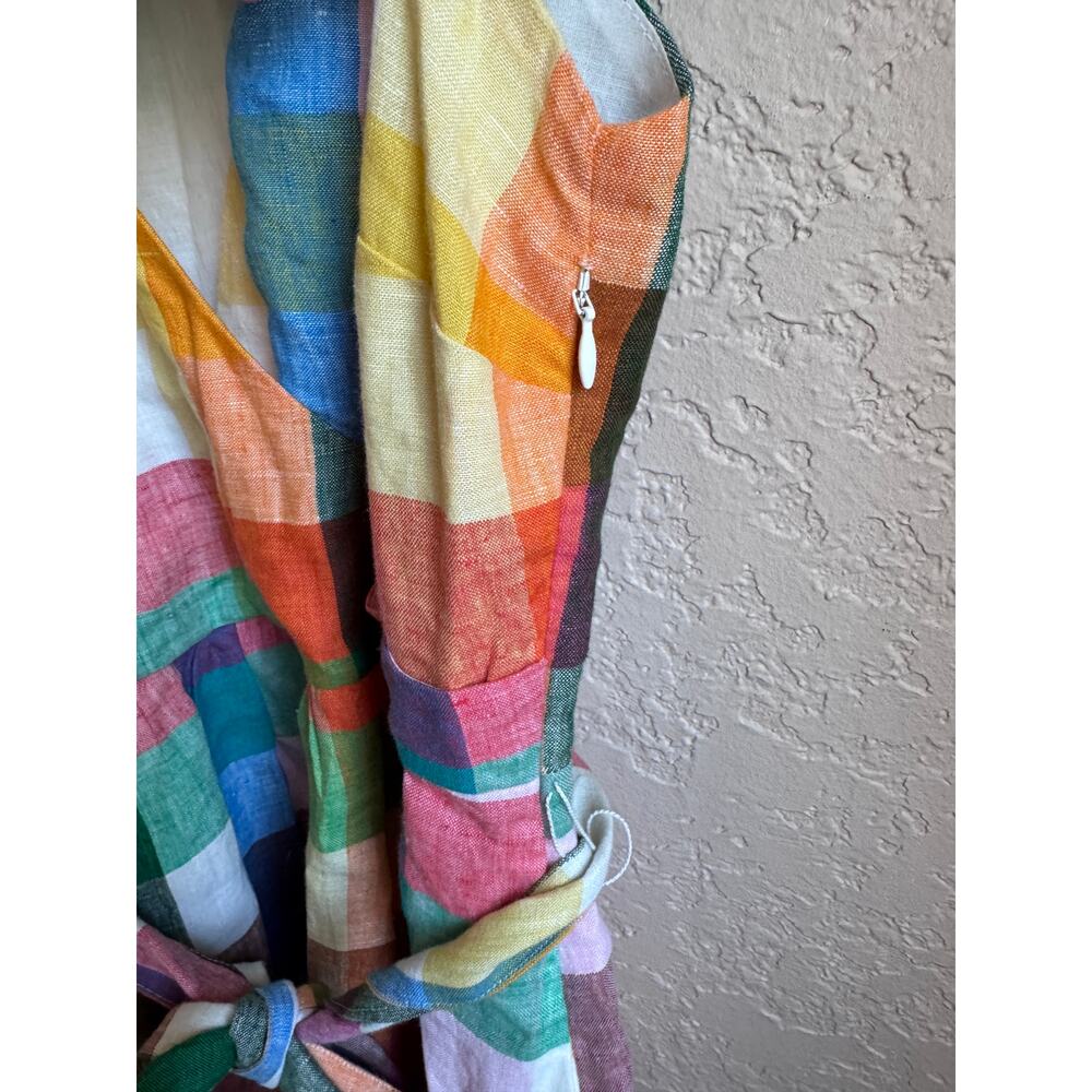 Boden multicolor gingham linen midi dress - Picture 4 of 9